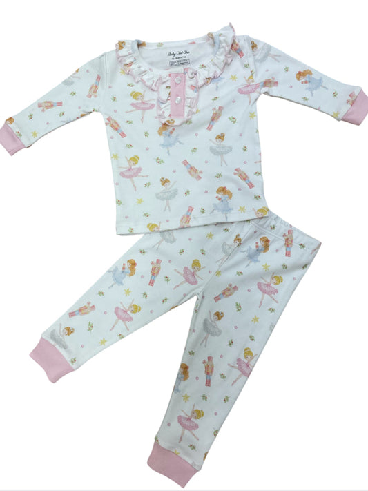 Baby Club Chic-pink nutcracker printed kid set l/s