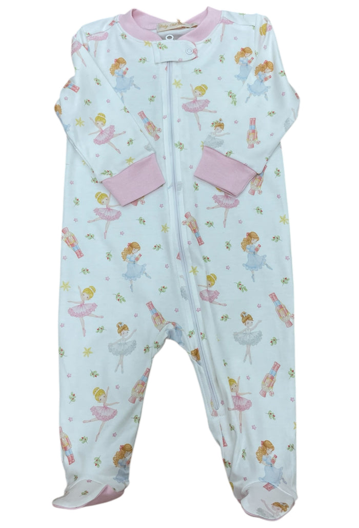 Baby Club Chic-pink nutcracker printed zipped footie