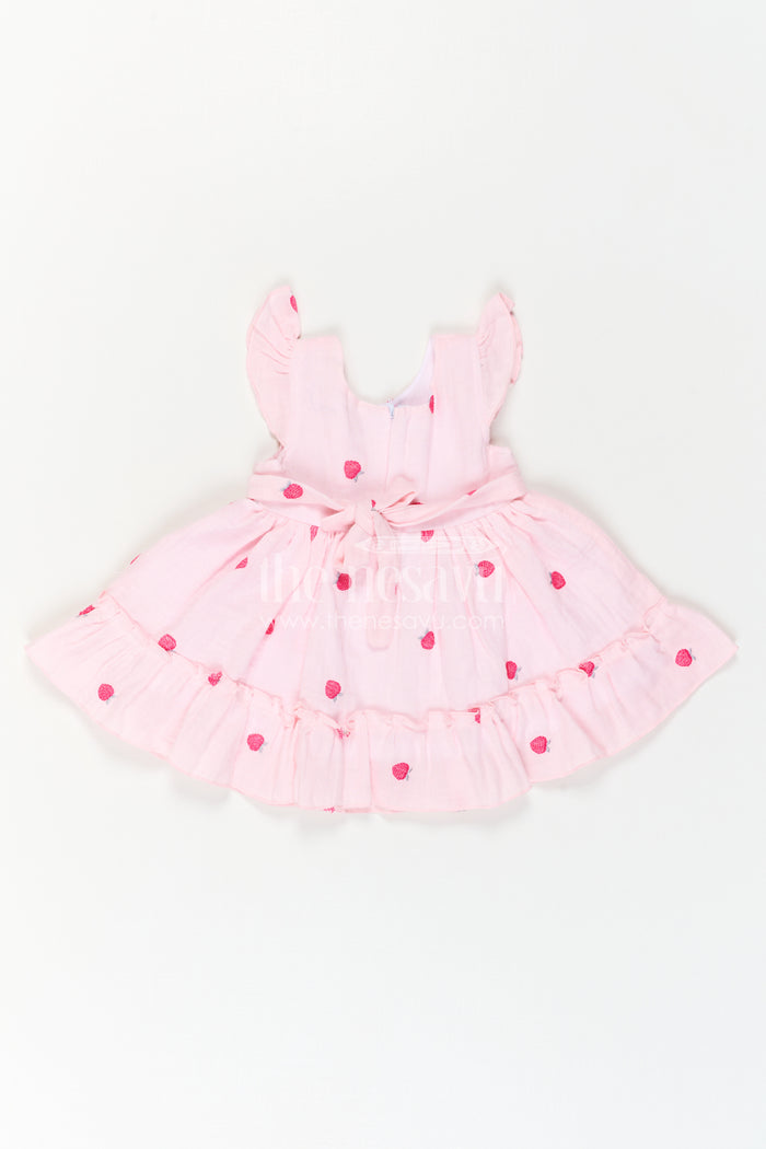 The Nesavu Baby Cotton Frocks Baby Girl Cotton Frock for Summer Outings and First Birthdays Nesavu Nesavu Baby Girl Muslin Cotton Frock With Thread Embroidery For Birthdays And Summer Outings