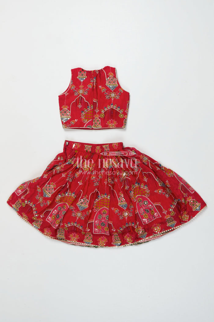 The Nesavu Girls Lehenga Choli Baby Girl Lehenga Choli for Traditional Festivals and Weddings Nesavu Nesavu baby girl lehenga choli in embroidered viscose silk for weddings and festive celebrations