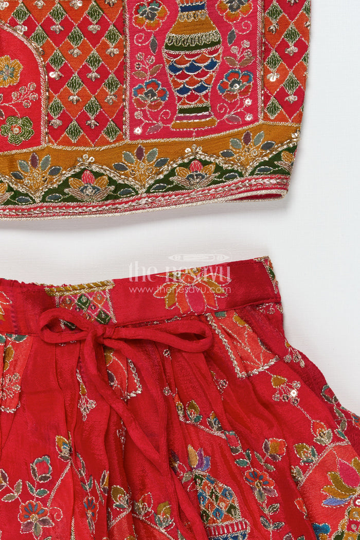 The Nesavu Girls Lehenga Choli Baby Girl Lehenga Choli for Traditional Festivals and Weddings Nesavu Nesavu baby girl lehenga choli in embroidered viscose silk for weddings and festive celebrations
