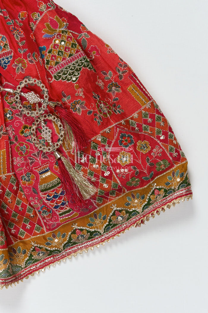 The Nesavu Girls Lehenga Choli Baby Girl Lehenga Choli for Traditional Festivals and Weddings Nesavu Nesavu baby girl lehenga choli in embroidered viscose silk for weddings and festive celebrations