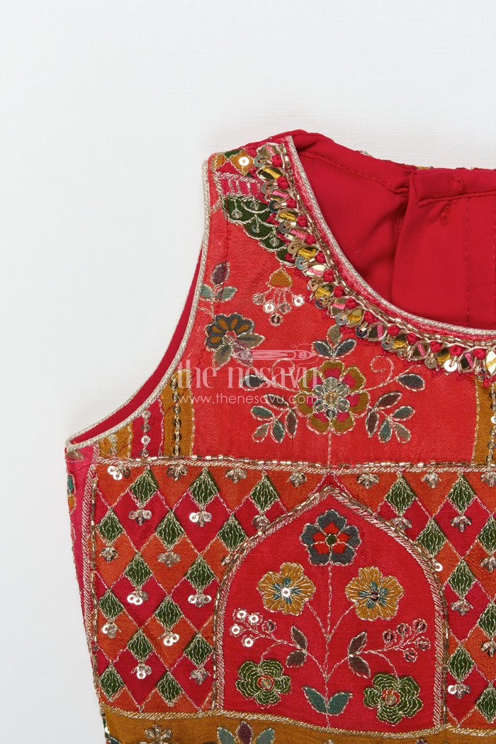 The Nesavu Girls Lehenga Choli Baby Girl Lehenga Choli for Traditional Festivals and Weddings Nesavu Nesavu baby girl lehenga choli in embroidered viscose silk for weddings and festive celebrations