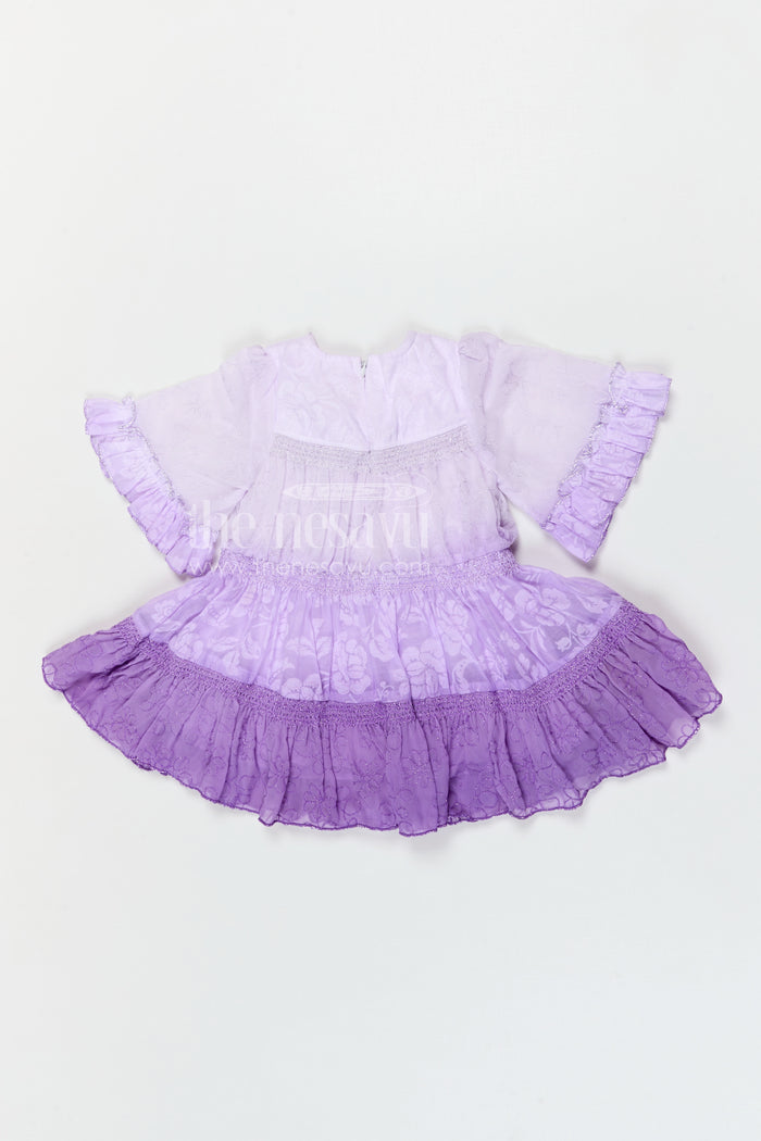 The Nesavu Girls Cotton Frock Baby Girl Party Frock for Birthdays and Special Occasions Nesavu Nesavu baby girl party frock for birthdays with georgette fabric and thread embroidery layered flared design