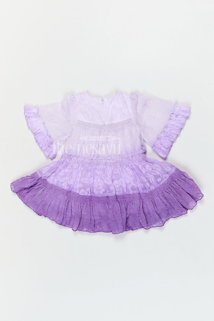 The Nesavu Girls Cotton Frock Baby Girl Party Frock for Birthdays and Special Occasions Nesavu Nesavu baby girl party frock for birthdays with georgette fabric and thread embroidery layered flared design
