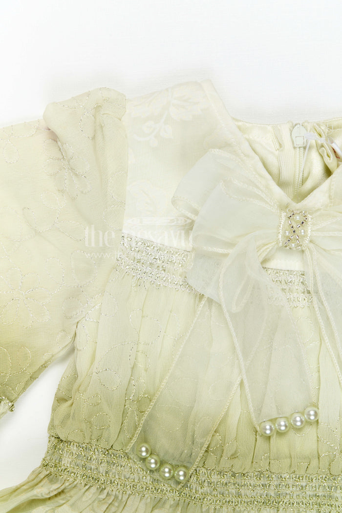 The Nesavu Girls Cotton Frock Baby Girl Party Frock for Special Occasions and Photoshoots Nesavu Nesavu baby girl party frock for special occasions with georgette fabric and thread embroidery flared design