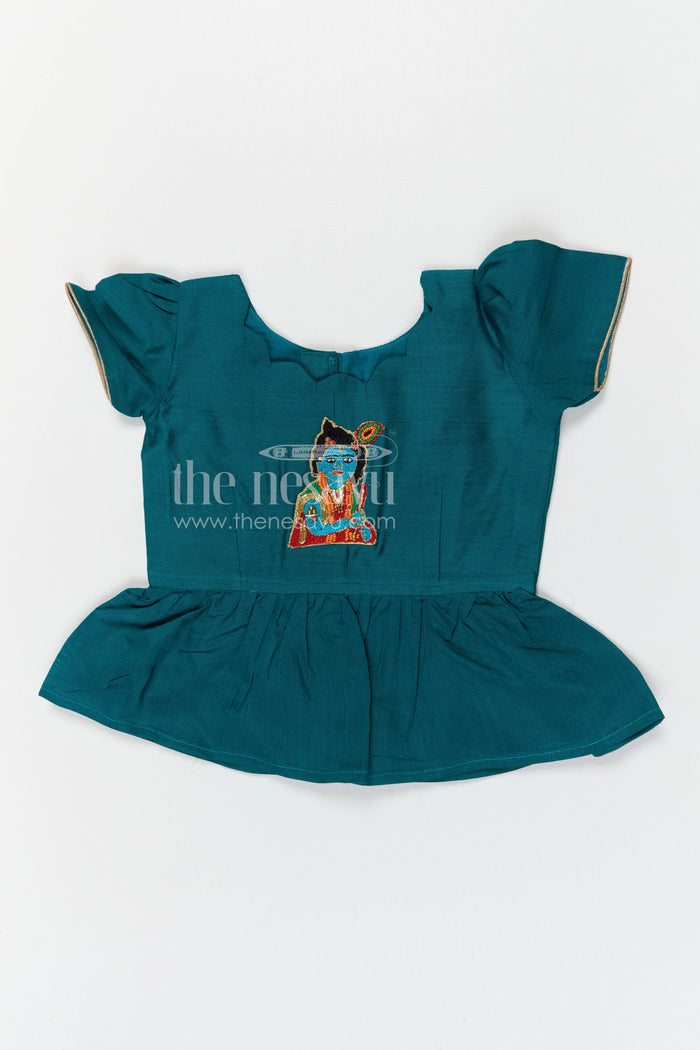 The Nesavu Pattu Pavadai Baby Girl Pattu Pavadai for Festivals and Family Celebrations Nesavu Nesavu baby girl pattu pavadai for festivals and family celebrations with semi banaras silk flared traditional design