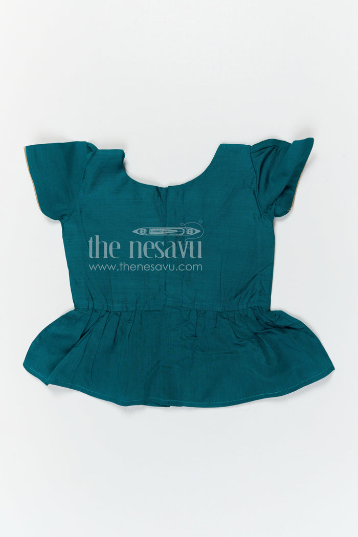 The Nesavu Pattu Pavadai Baby Girl Pattu Pavadai for Festivals and Family Celebrations Nesavu Nesavu baby girl pattu pavadai for festivals and family celebrations with semi banaras silk flared traditional design