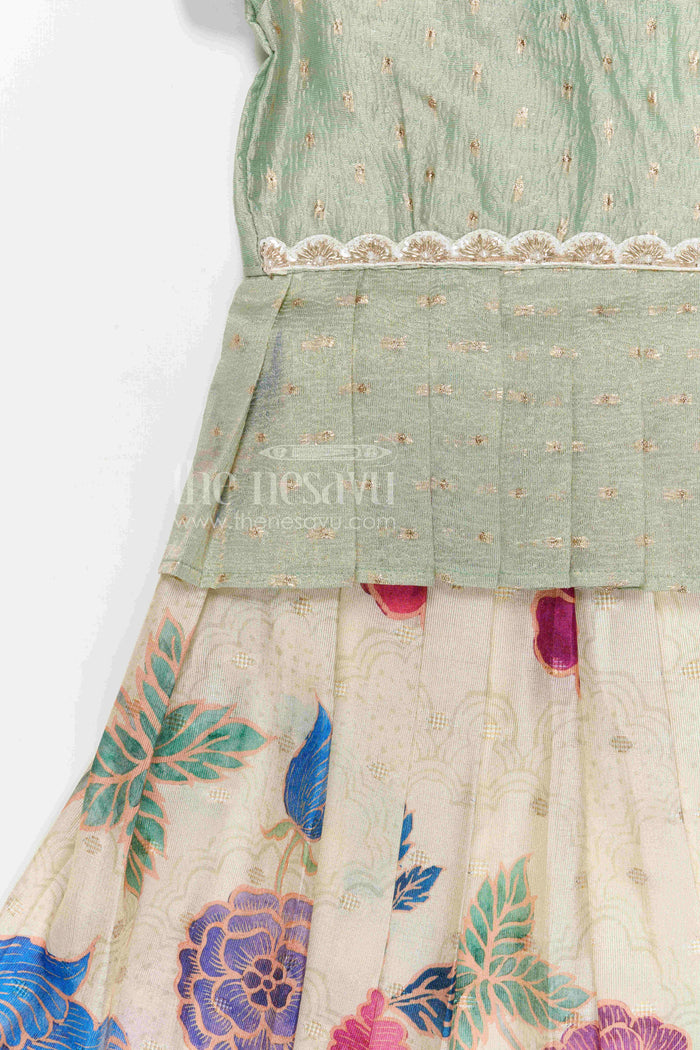 The Nesavu Pattu Pavadai Baby Girl Pattu Pavadai for Festive Occasions and Traditional Wear Nesavu Nesavu baby girl pattu pavadai for festive occasions with semi banaras silk and digital print traditional outfit