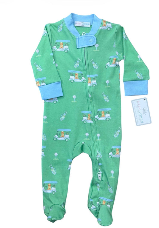 Baby Loren- Golf Buddies Blue Zipper Footie