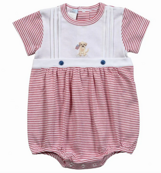 Baby Loren American Flag Hand Embroidered Bubble- boy