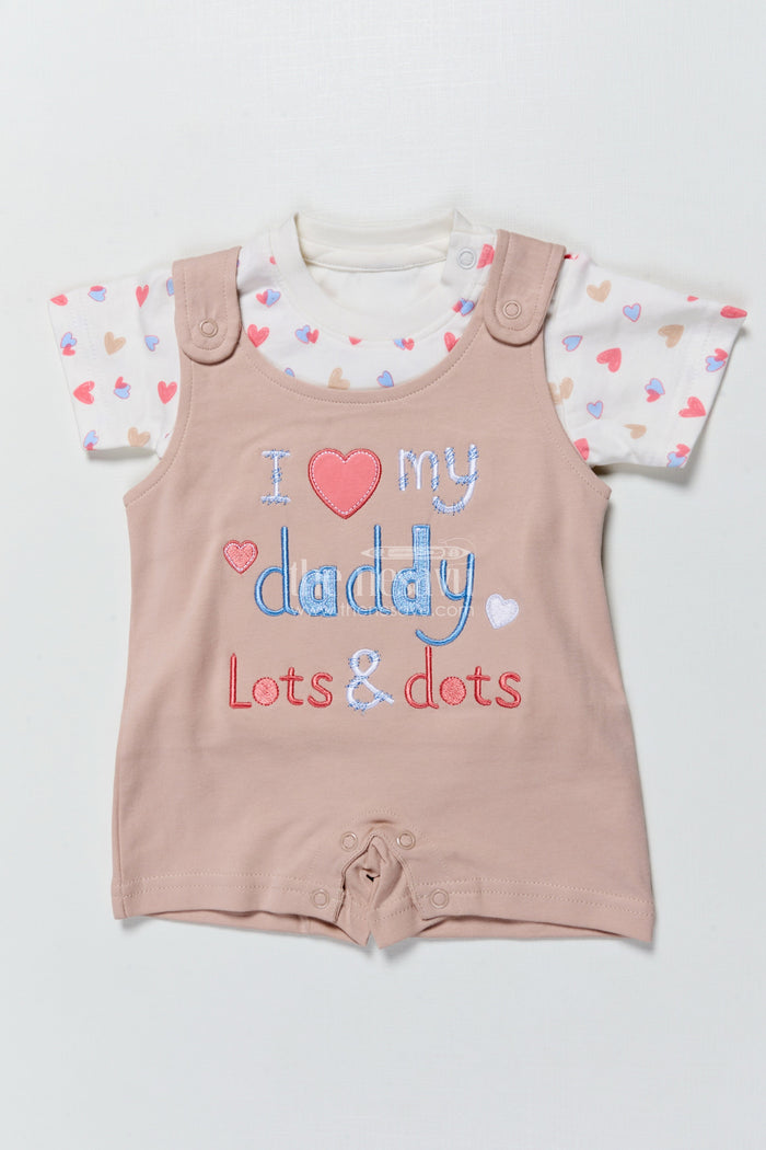 The Nesavu Baby Casual Sets Baby Romper Set with Embroidered Message for Casual Everyday Cuteness Nesavu Nesavu baby romper embroidered daddy quote  cute comfy outfit everyday bonding moments