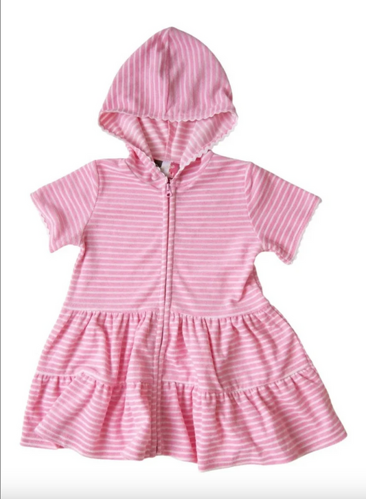 Banana Split- Pink Stripe Swim Cover Up