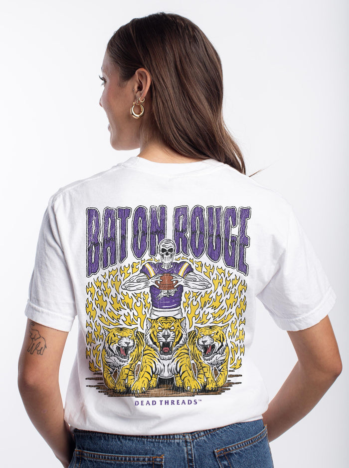BATON ROUGE FOOTBALL - “3 SKULL” PREMIUM T - SHIRT – T-Shirt – Dead Threads Apparel