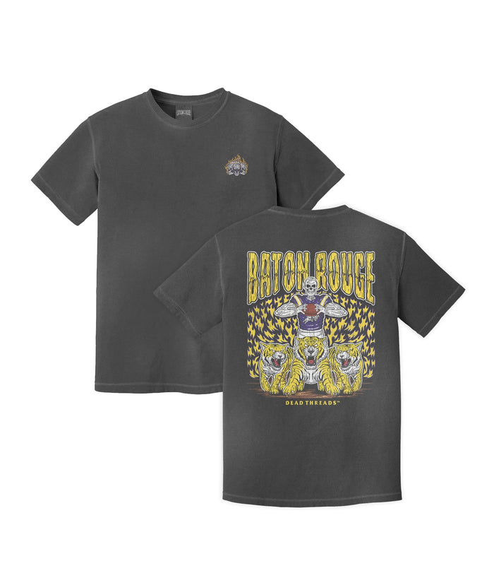 BATON ROUGE FOOTBALL - “3 SKULL” PREMIUM T - SHIRT – T-Shirt – Dead Threads Apparel