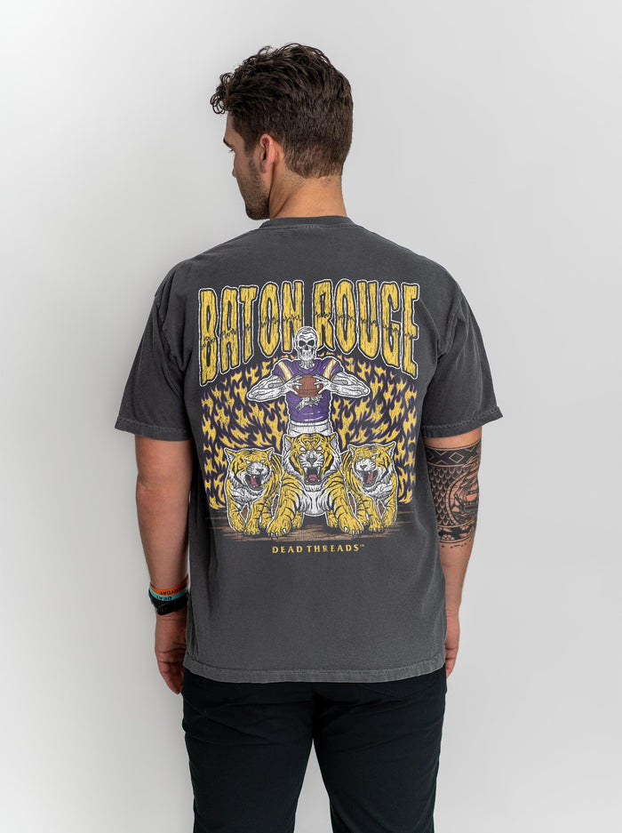 BATON ROUGE FOOTBALL - “3 SKULL” PREMIUM T - SHIRT – T-Shirt – Dead Threads Apparel