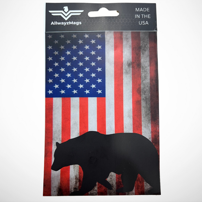 Bear Silhouette US Flag - Vinyl Decal