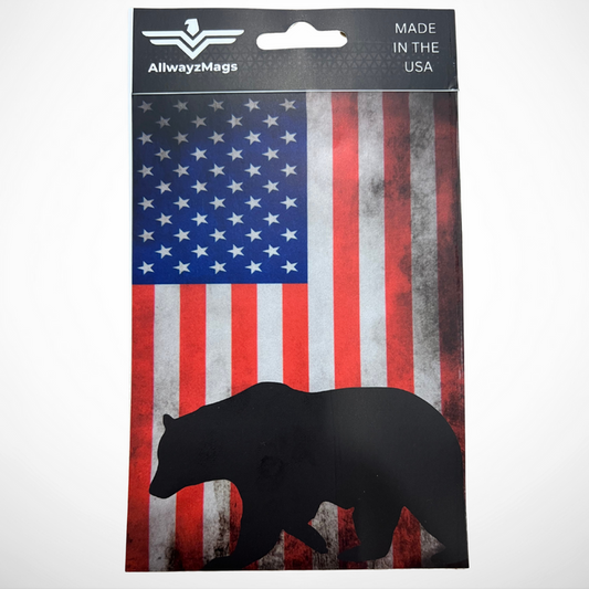 Bear Silhouette US Flag - Vinyl Decal