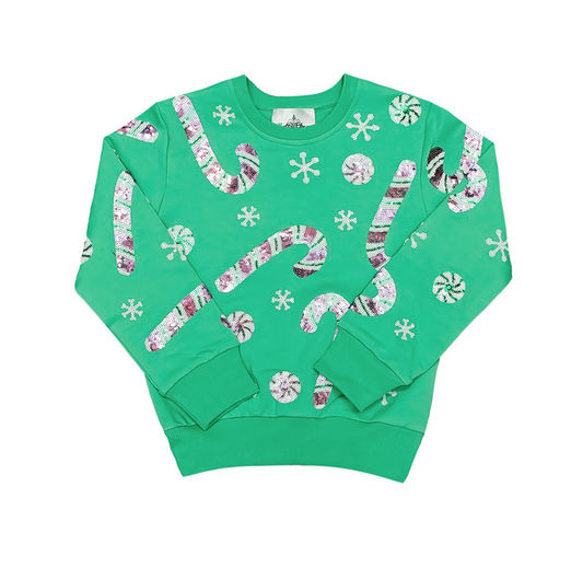 Belle Cher-Candy Cane Teal Sweatshirt