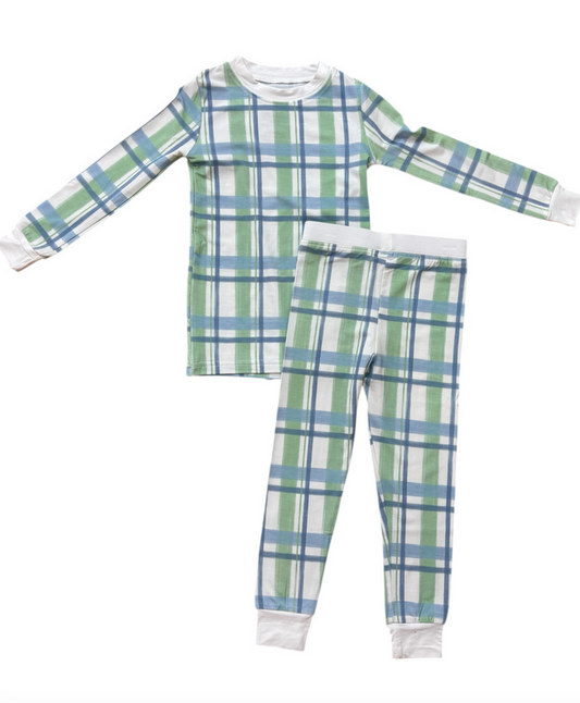 Blue and Green Check Loungwear set- HAMNER HILL