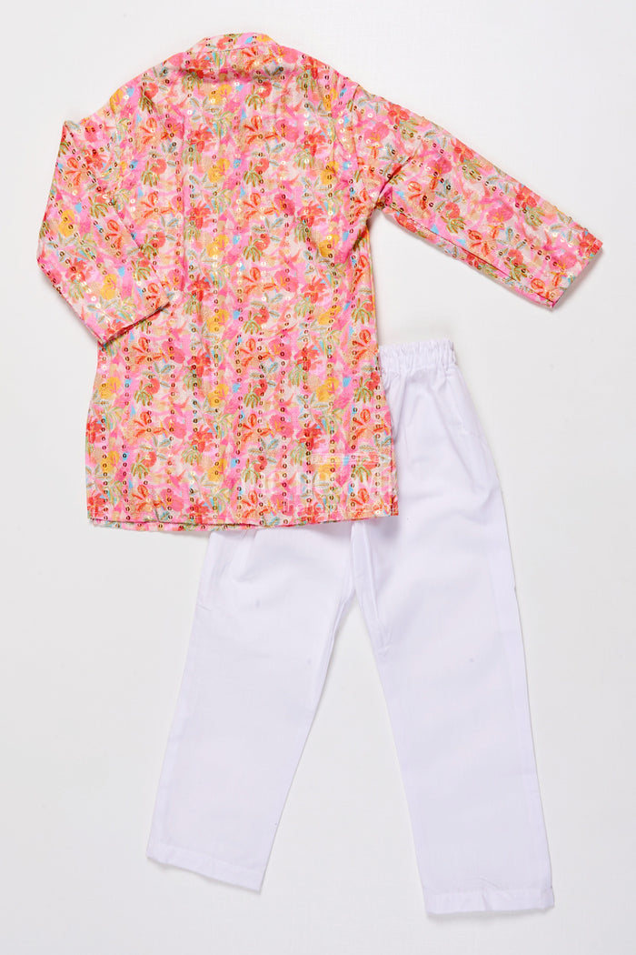 The Nesavu Boys Kurtha Set Boys Silk Blend Kurta Set with Digital Print for Festive Weddings Nesavu Nesavu embroidered digital print boys kurta set festive silk blend outfit weddings cultural events