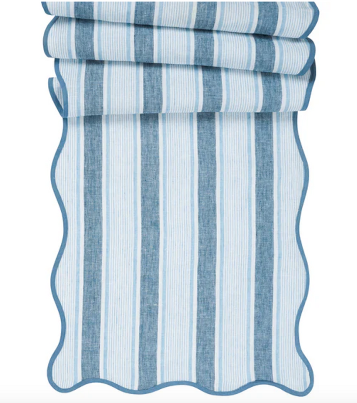 Cabana Stripe 18" x 90" Table Runner - Ocean