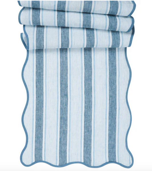 Cabana Stripe 18" x 90" Table Runner - Ocean