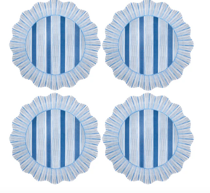 Cabana Stripe Melamine Dinner Plate Set/4