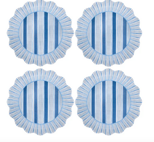 Cabana Stripe Melamine Dinner Plate Set/4