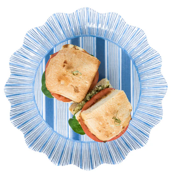 Cabana Stripe Melamine Dinner Plate Set/4