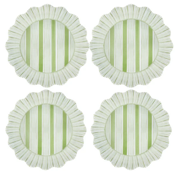 Cabana Stripe Melamine Dinner Plate Set/4