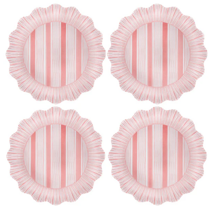 Cabana Stripe Melamine Dinner Plate Set/4