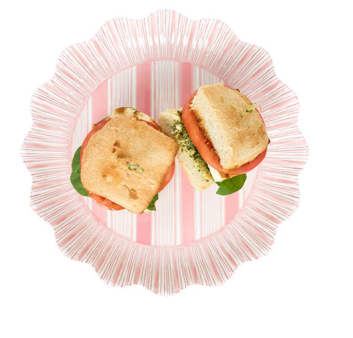 Cabana Stripe Melamine Dinner Plate Set/4