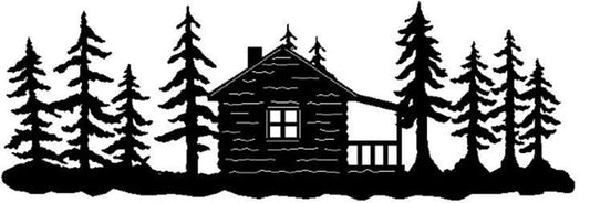 CABIN/TREES/ METAL WALL HANGING