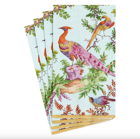Caspari- Chelsea Birds Celadon Guest Towel