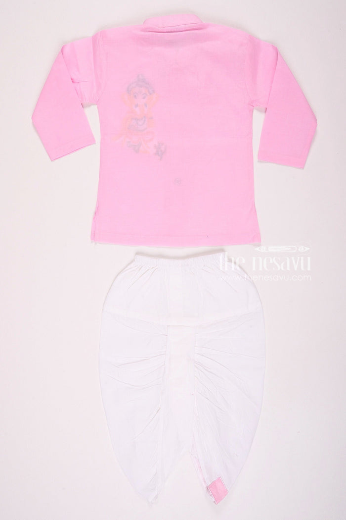 The Nesavu Boys Dothi Set Charming Pink Ganesh Utsav Baby Kurtha with Dothi Pant Set Nesavu Charming Pink Ganesh Utsav Baby Kurtha with Dothi Pant Set - Vinayakar Chaturthi
