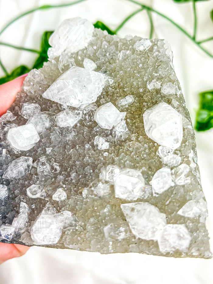 Clear Apophyllite on Blue Chalcedony Specimen #5