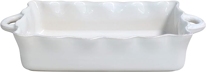 Cook & Host Large Rectangle Ruffle Baker white