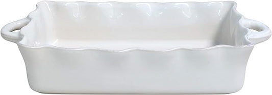 Cook & Host Large Rectangle Ruffle Baker white