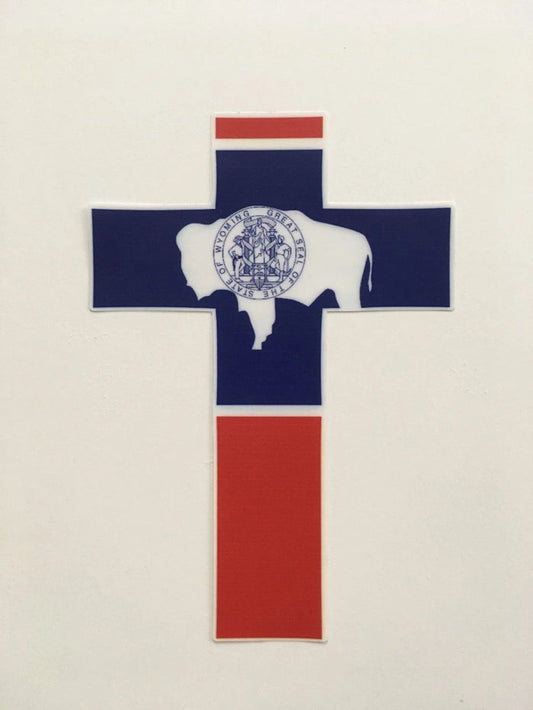Cross Wyoming Flag - Decals