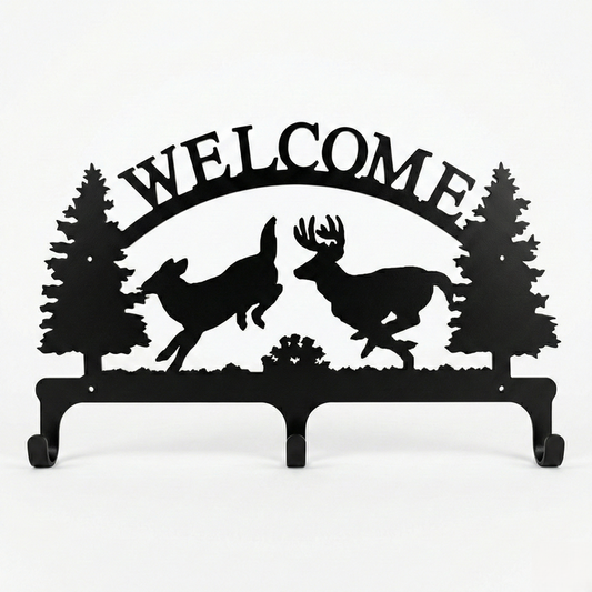 Deer Welcome Coat Rack Three Hooks
