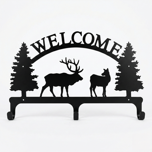 Elk Welcome Coat Rack Three Hooks