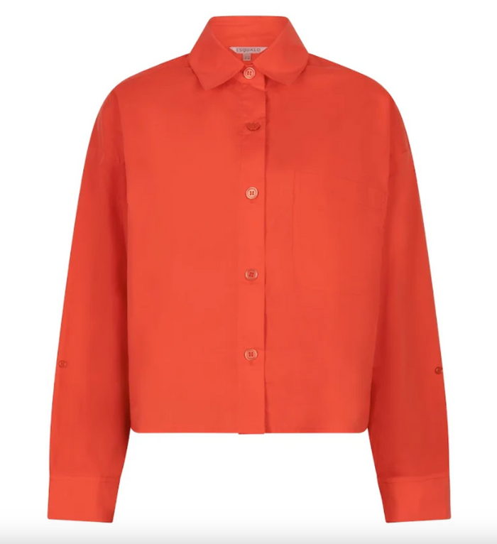 Esqualo-Blouse cropped folded cuff