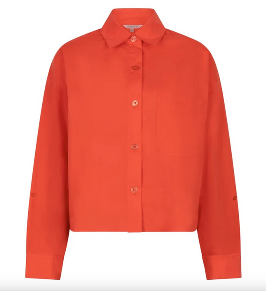 Esqualo-Blouse cropped folded cuff