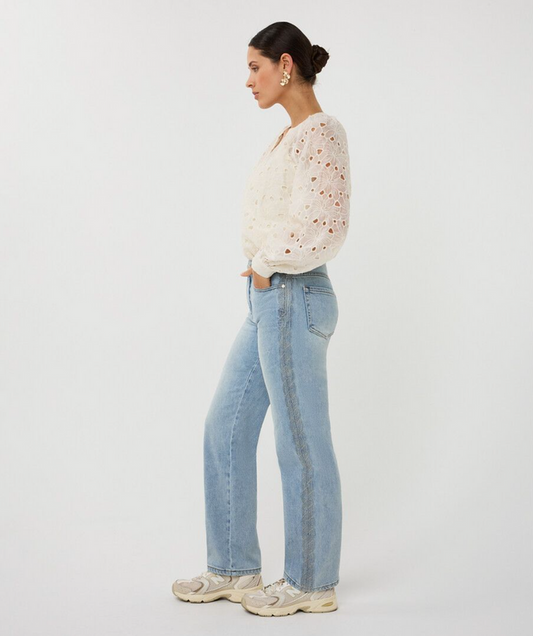 Esqualo-Blouse raglan embroidery anglaise