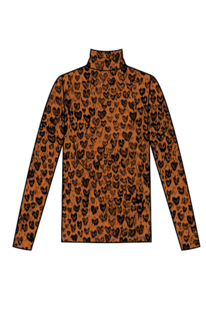 Fabienne Chapot brown leopard print long sleeve turtleneck top front view – Dotique