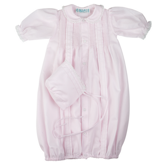 Feltman- Girls Pintuck & Lace Take Me Home Gown with Bonnet