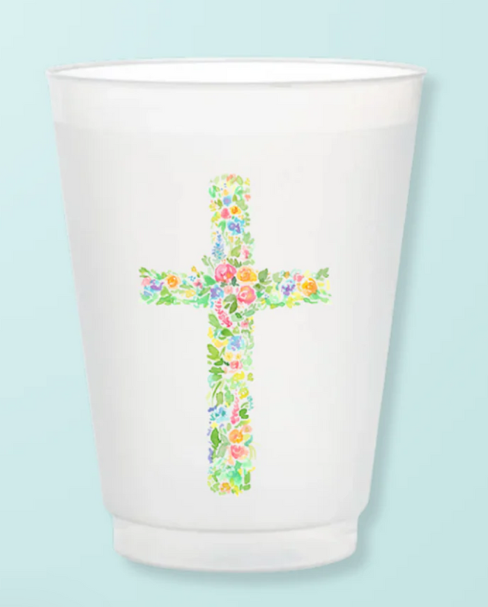 Floral Cross Frosted Cups- Taylor Paladino