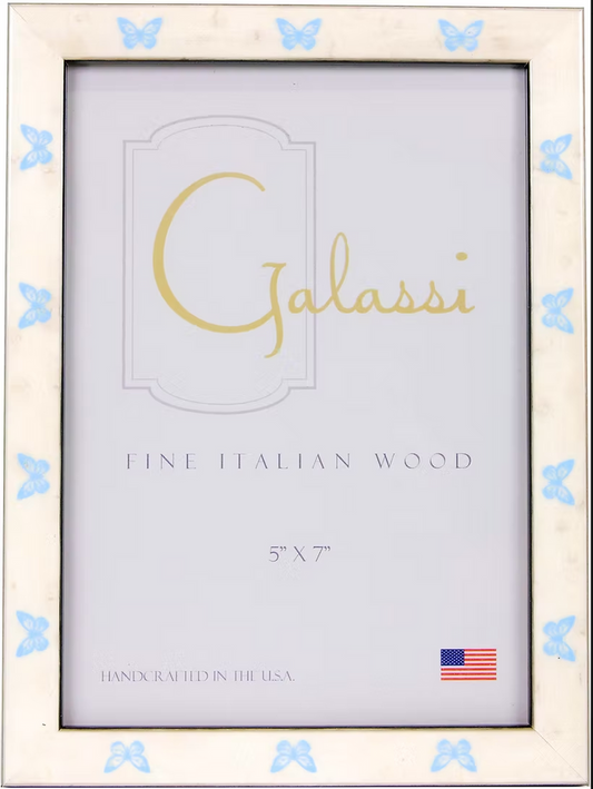 Galassi- White Burl w/ Sky Blue Butterfly