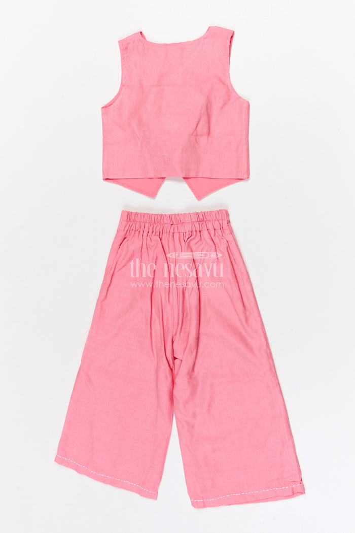 The Nesavu Girls Co-Ord Sets Girls Co Ord Set for Casual Outings and Birthday Wear Nesavu Nesavu girls cotton co ord set with floral applique for casual wear